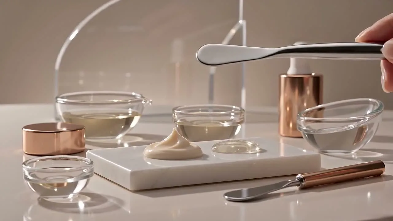 Atelier formulation — precision craft on marble