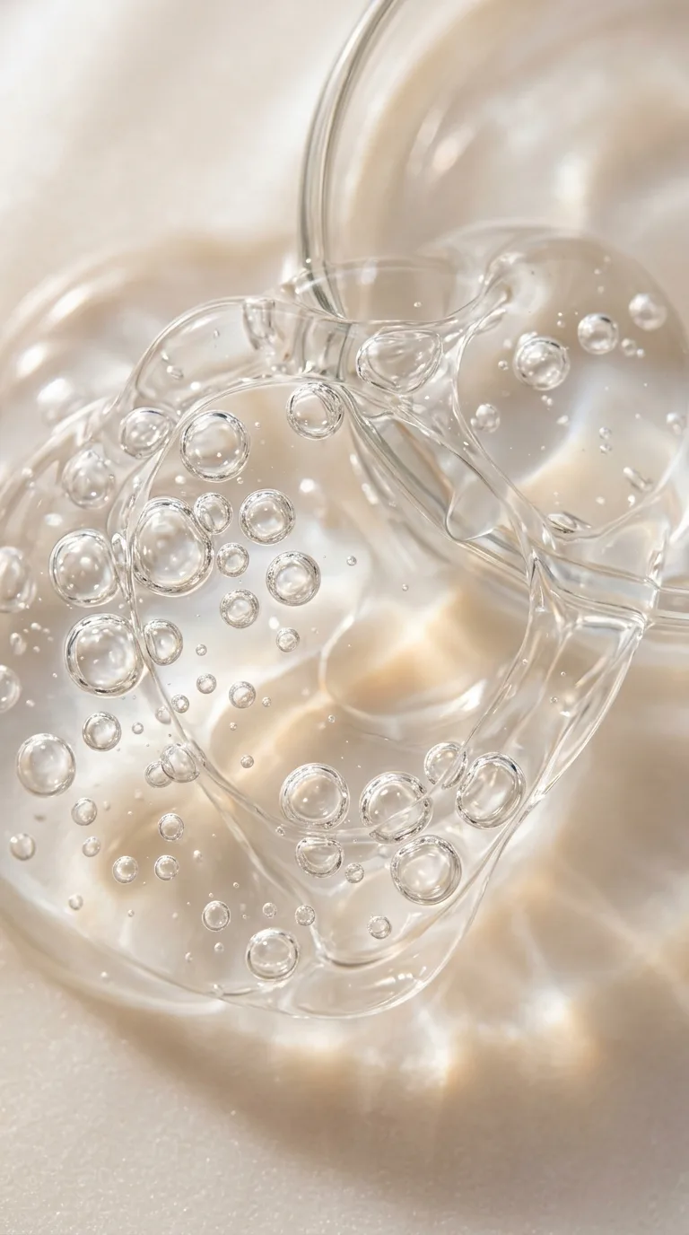 Hydration water droplets on luminous skin