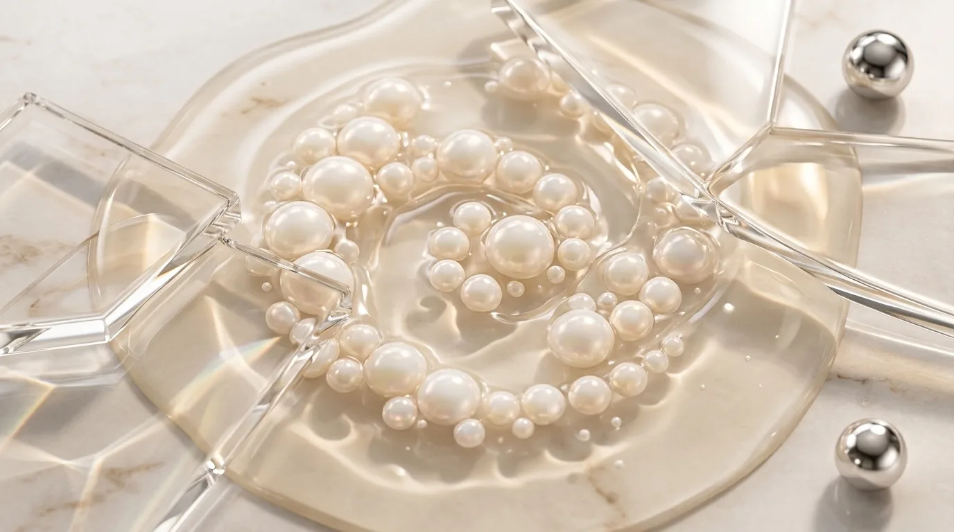 Peptide molecular structure — luminous pearl spheres